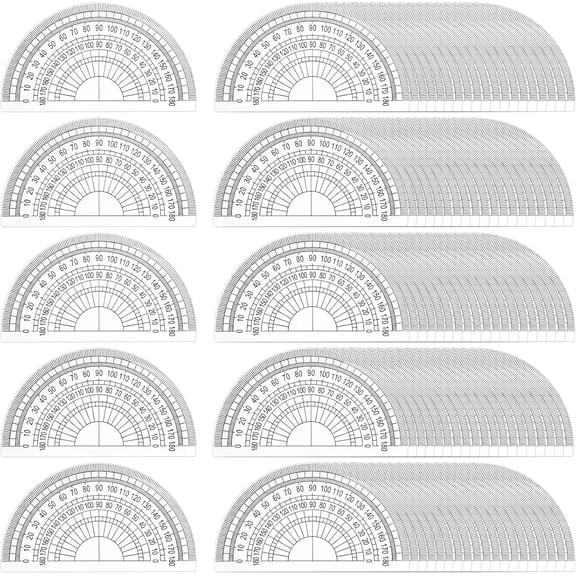 Nicunom 100 Pack Plastic Protractor 180 Degree Math Protractors Geometry Student Protractor, 4 Inches, Clear