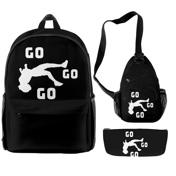 Nidal Wonder Go Go Go Backpack Three Piece Set Unisex Shoulders Bag Fashion 3D Printing Travel Bags