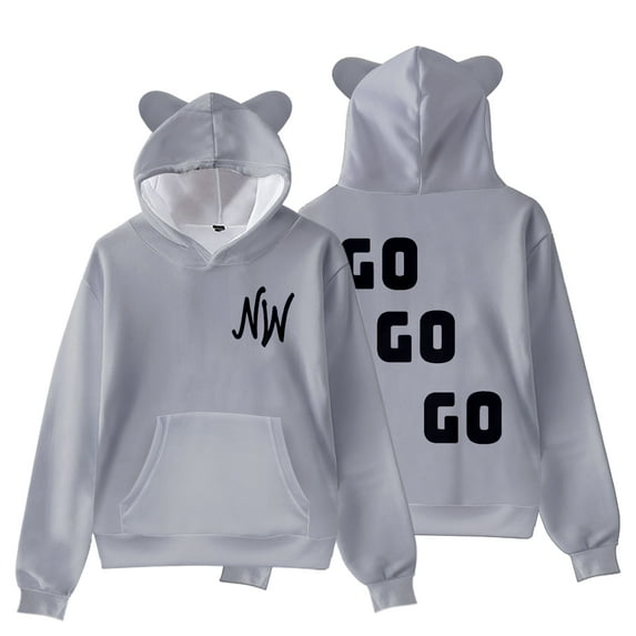 Nidal Wonder Go Go Go Cat Ear Hoodie Women Hooded Sweatshirt Long Sleeve Pullover Clothes