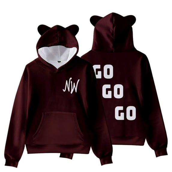 Nidal Wonder Go Go Go Cat Ear Hoodie Women Hooded Sweatshirt Long Sleeve Pullover Clothes
