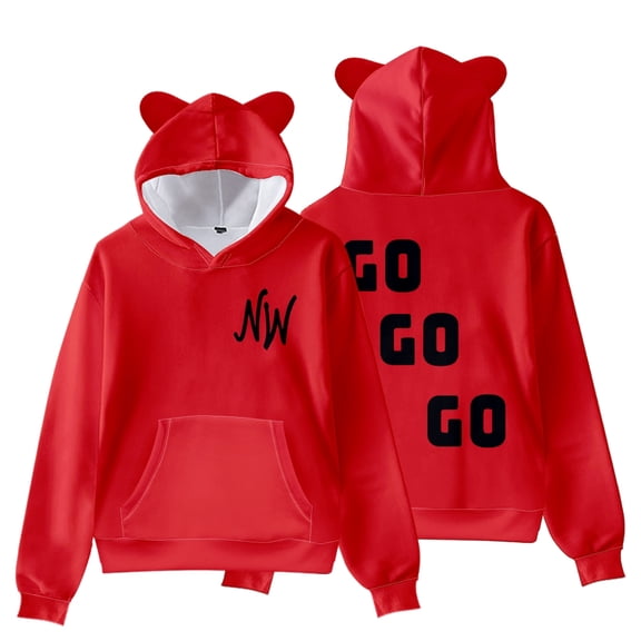 Nidal Wonder Go Go Go Cat Ear Hoodie Women Hooded Sweatshirt Long Sleeve Pullover Clothes