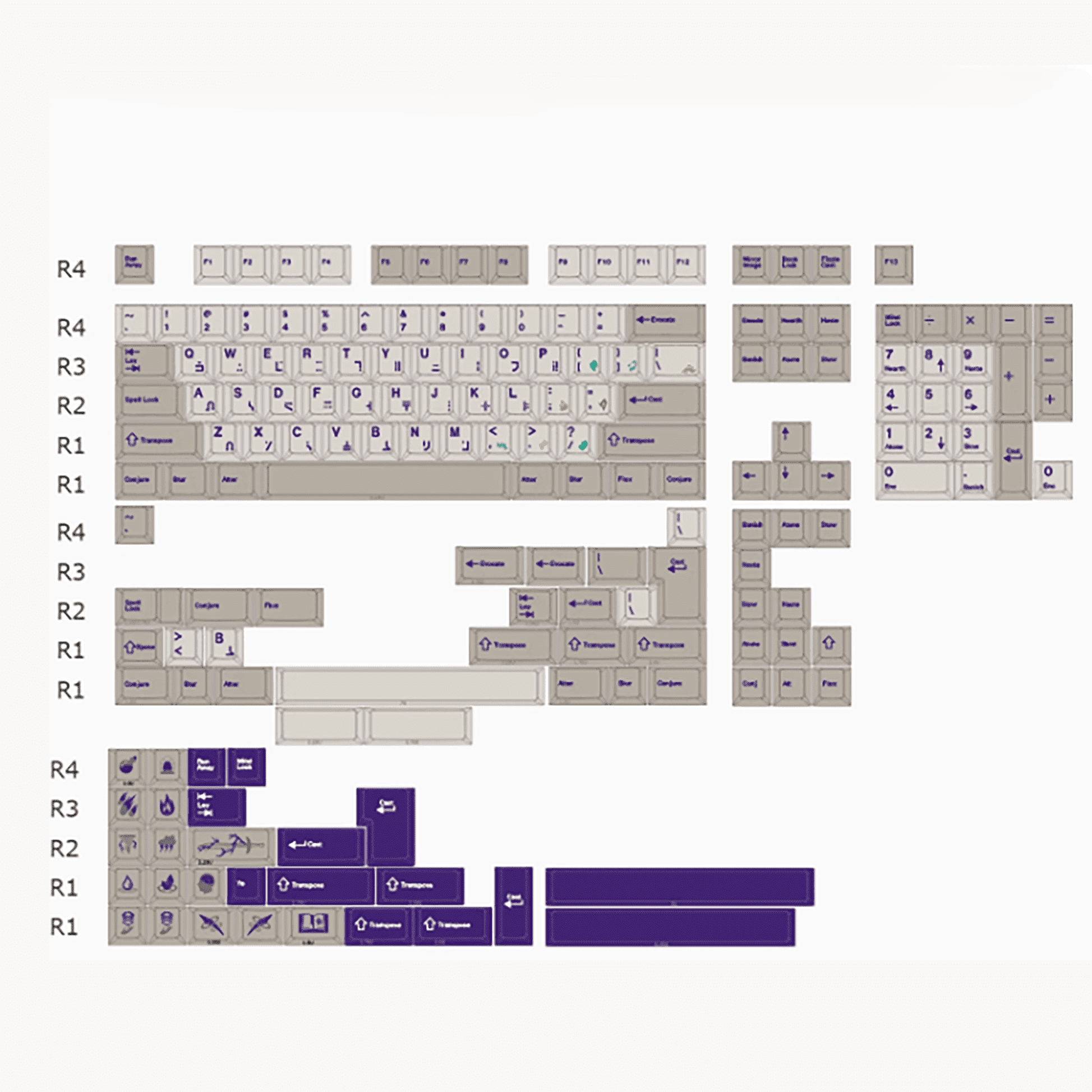 Spellbook Keycap Set for Mechanical keyboard PBT, Dye-Sub, Cherry Profile for Gaming & Typing,