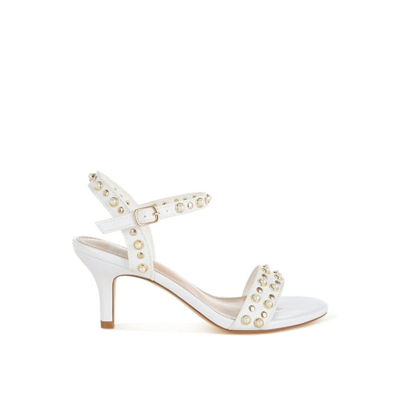 Nidara Studded Real Leather Kitten Heel Sandals