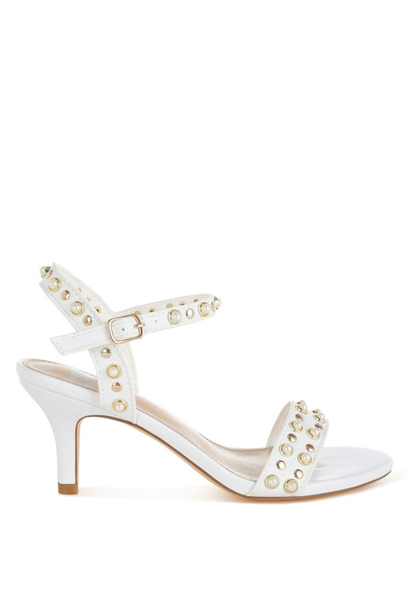 Nidara Studded Real Leather Kitten Heel Sandals