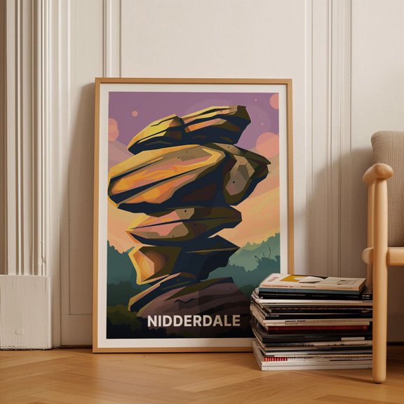 Nidderdale AONB Brimham Rocks Yorkshire Wall Art, Unframed Paper Poster 8x10in