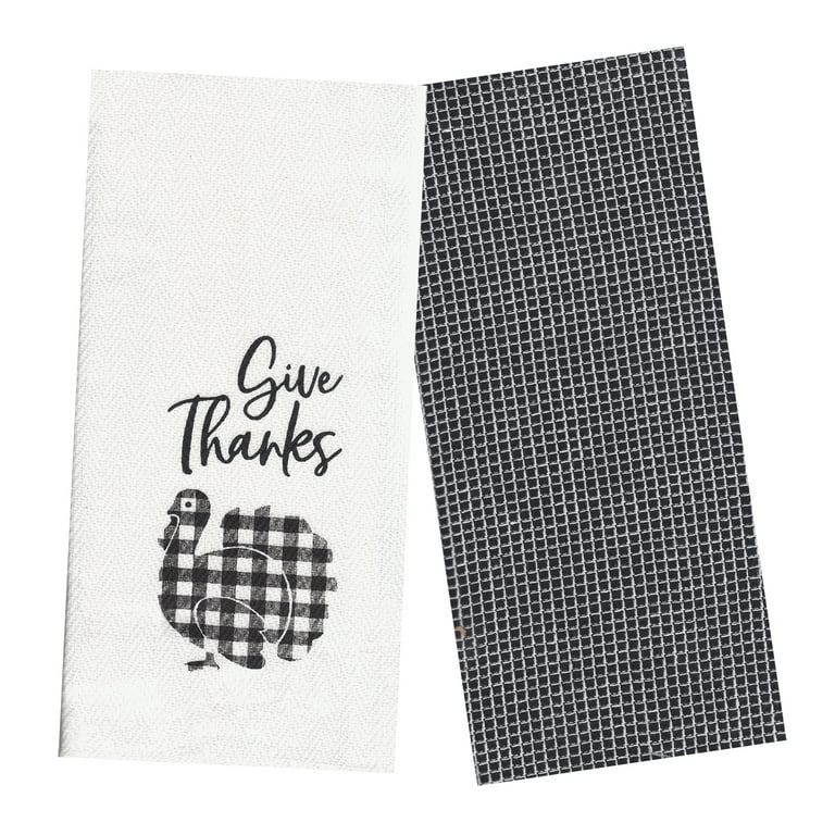 2-pack Cotton Tea Towels - White/dark gray - Home All