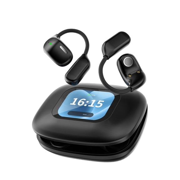 Nidmaw Open-Ear Earbud with Touch Screen, AI Translation Bluetooth Earhooks UV Charging Case, Built-in Mic