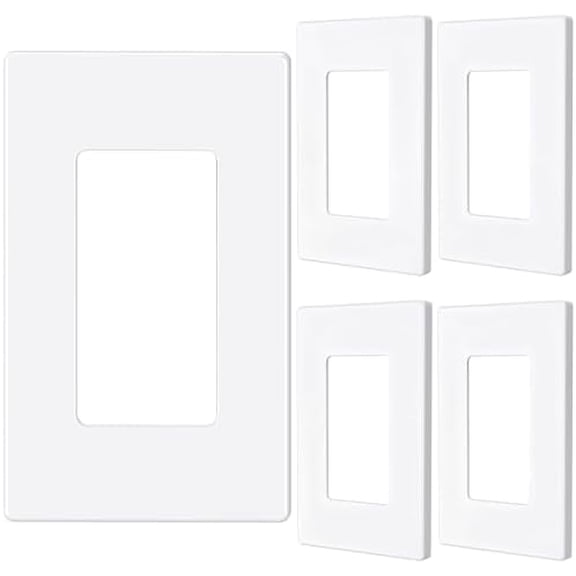 Nidoard 1-Gang Screwless Decorator Wall Plate Cover for Receptacle Outlet & Light Switch, Standard Size 4.53"H x 2.75"W, Unbreakable Thermoplastic Faceplate, UL Listed, Matte White 5-Pack