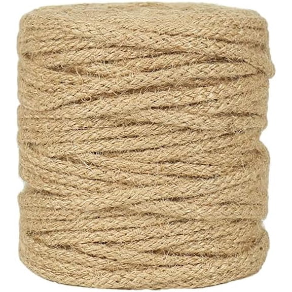 Nidoard 5mm Jute Twine, 164 Feet Braided Jute Rope, Natural Twine String for Crafts, Gift Wrapping, Holiday Decorating, Gardening, Cat Tower Repairing, Macrame Jute Cord