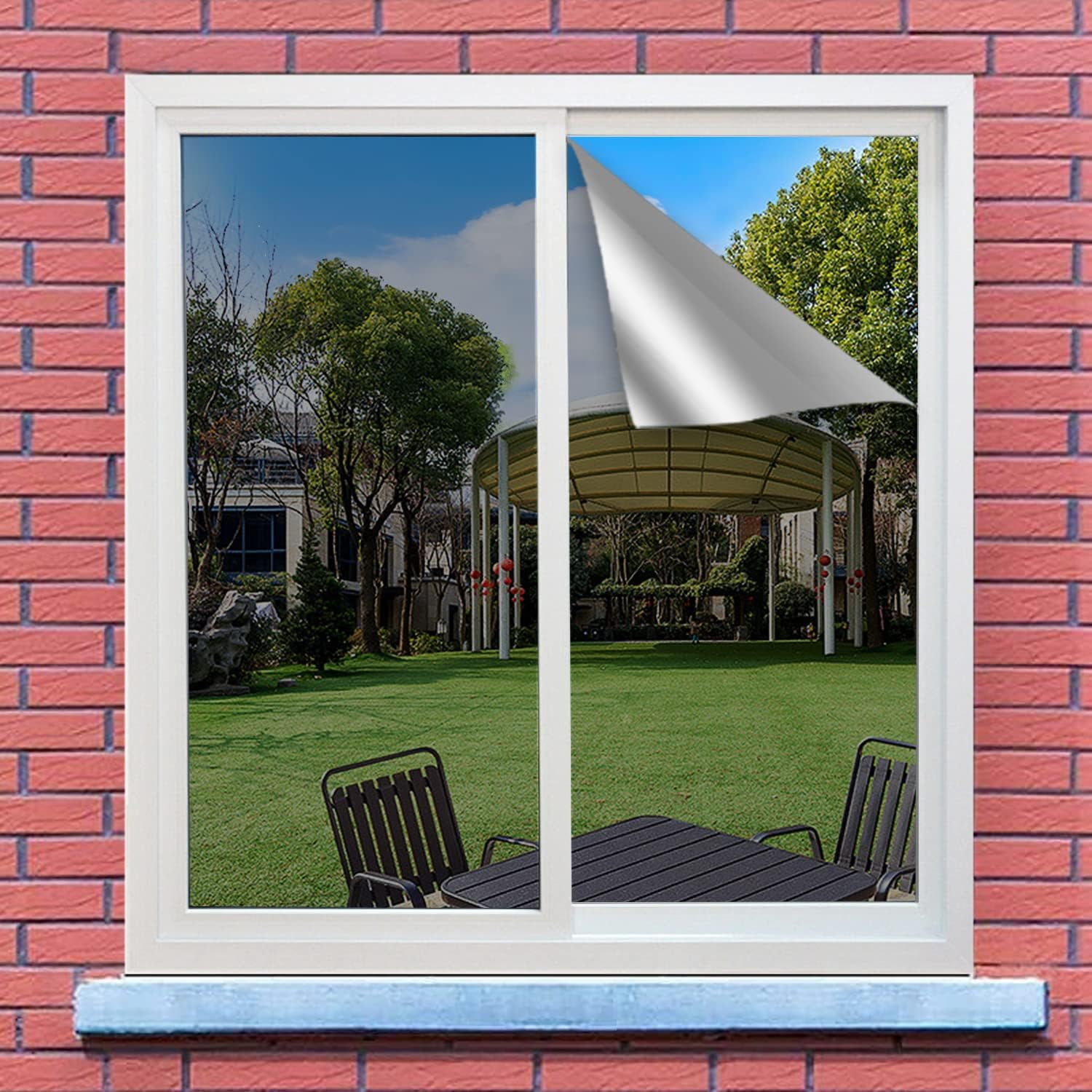 Nidojp Silver Privacy Window Film One Way Daytime Mirror Tint Treatments UV Heat Control Sun