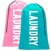 Nidoul 2 Pack XL Laundry Bags, Drawstring Closure Dirty Clothes Large Travel Laundry Bag Heavy Duty Durable Rip-Stop Bags for Camp Travel Machine Washable Dirty Clothes Organizer 24" x 36"
