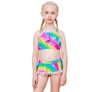 Nidoul Little Girls 2-Piece Swimsuit Bikini Tankini Set Ruffle Unicorn Swimwear Swim Beach Summer Bathing Suit Size 4-8 Years