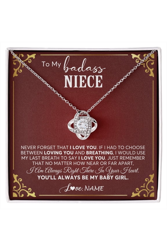 Niece Always Be My Niece Necklace, Gold Love Knot Necklace