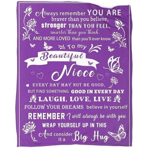 Niece Blanket Gifts, to My Niece Throw Blanket, Birthday Gifts for Nieces from Uncle Auntie, Beautiful Niece Blanket 60"x50"Ultra-Soft Micro Fleece Blankets for Bed
