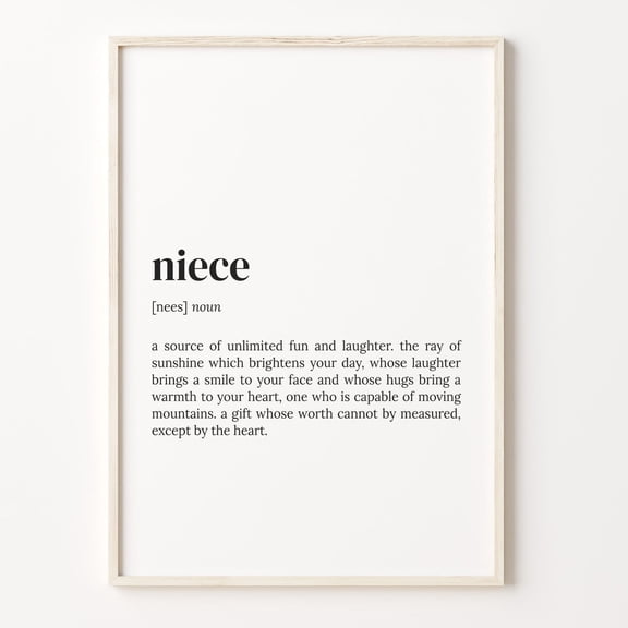 Niece Definition Art Inspirational Quote Wall Decor Poster Unframed Paper Print