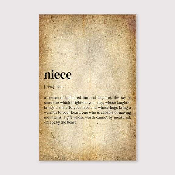 Niece Definition Art Print: Quote Wall Decorfor Living Room Bedroom Office Farmhouse Neutral Home Artwork Ready to Hang 8x12 inch
