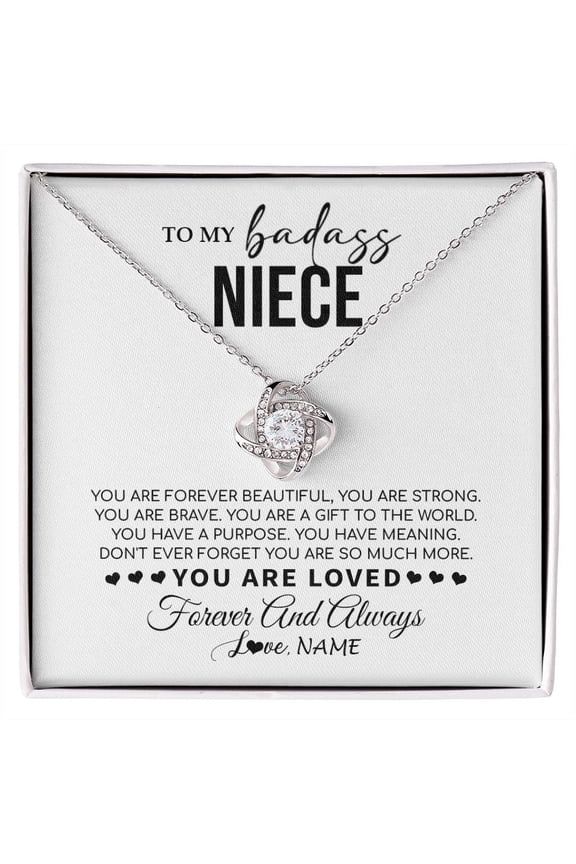 Niece Forever Beautiful Necklace, Gold Love Knot Necklace