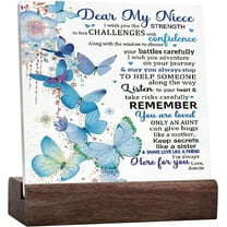 Niece Gift From Aunt, Dear My Nice I Wish You The Strength To Face Challenges With Confidence Quote Ceramic Desk Sign For Niece Desk Decor, Graduation Gift Birthday Gifts For Niece