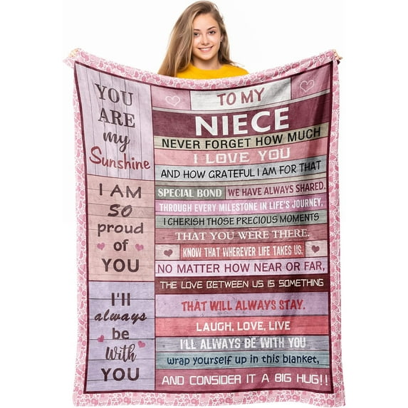 Niece Gifts from Auntie Aunt Uncle, Gifts for Niece from Aunt, Niece Blanket, Gifts for Nieces Unique, to My Niece Graduation Mother‘s Day Birthday Gifts for A Niece Throw Blanket 50" x 60"