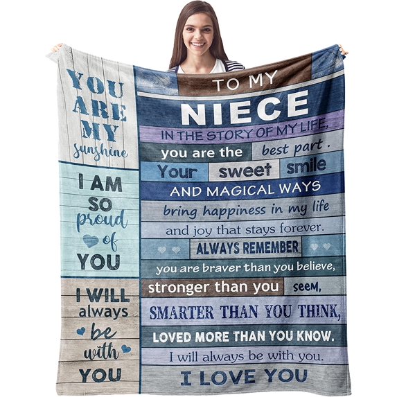 Niece Gifts from Auntie Blanket, Birthday Gifts for Niece from Uncle Throw Blanket 60"x50", Nieces Graduation Gift Ideas Blankets Throws, Niece Gifts from Aunt, Best Niece Gifts on Christmas