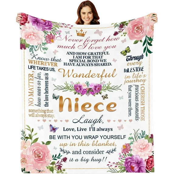 Niece Gifts from Auntie, Gifts for Niece from Aunt, Niece Birthday Gift, Niece Throw Blanket, Graduation Birthday Gifts for Niece from Aunt, Niece Gifts from Aunt to My Niece Blanket 60”X50”