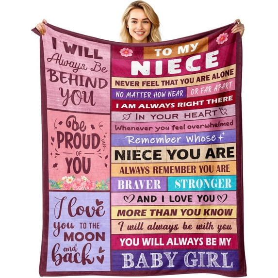 Niece Gifts from Auntie - Gifts for Niece from Aunt Uncle - to My Niece\u2018s Blanket from Aunt - Christmas Mothers Day Birthday Graduation - Best Nieces Present - Soft Flannel Throw Blanket 50"x60"