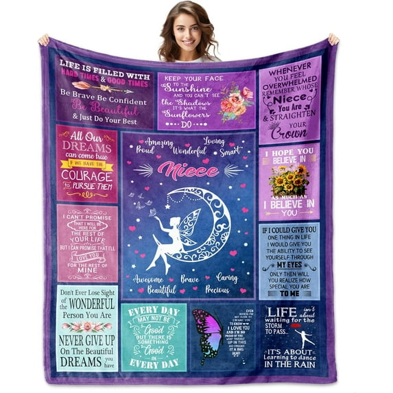 Niece Gifts from Auntie, Niece Blanket 60"x50", Niece Birthday Gifts from Aunt, Graduation Gifts for Niece from Uncle, Grown Niece Gift Ideas for Graduation Christmas, to My Niece Throw Blankets