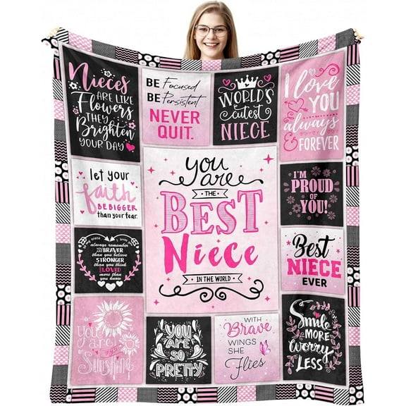 Niece Gifts Blanket, Niece Gifts from Auntie, Gifts for Niece from Aunt Uncle, Birthday Graduation Gifts for Niece, to My Niece Gifts from Aunt, Best Niece Ever Gift Throw Blanket 60"x50"