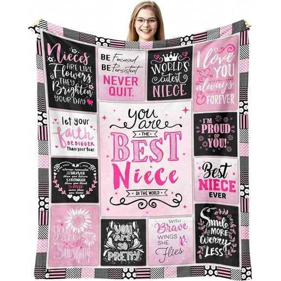 Niece Gifts Blanket, Niece Gifts from Auntie, Gifts for Niece from Aunt Uncle, Birthday Graduation Gifts for Niece, to My Niece Gifts from Aunt, Best Niece Ever Gift Throw Blanket 60"x50"