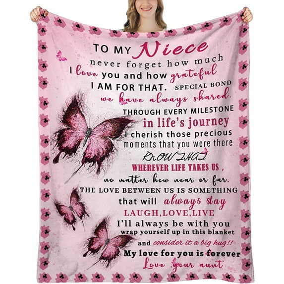 Niece Gifts for Niece Birthday Gifts, Niece Gifts from Auntie, Birthday Gifts for Niece, Niece Graduation Gifts from Aunt, Niece Throw Blanket 60"x50"