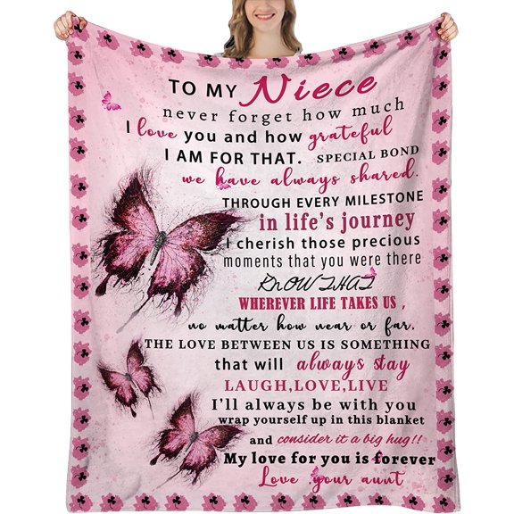Niece Gifts for Niece Birthday Gifts, Niece Gifts from Auntie, Birthday Gifts for Niece, Niece Graduation Gifts from Aunt, Niece Throw Blanket 60"x50"