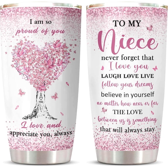 Niece Gifts Tumbler, Niece Gifts from Auntie/Uncle, Gifts For Niece, Niece Gifts from Aunt, Best Niece Ever, Birthday Christmas Graduation Gift for Nieces, To My Niece Coffee Cup 20oz 1PC