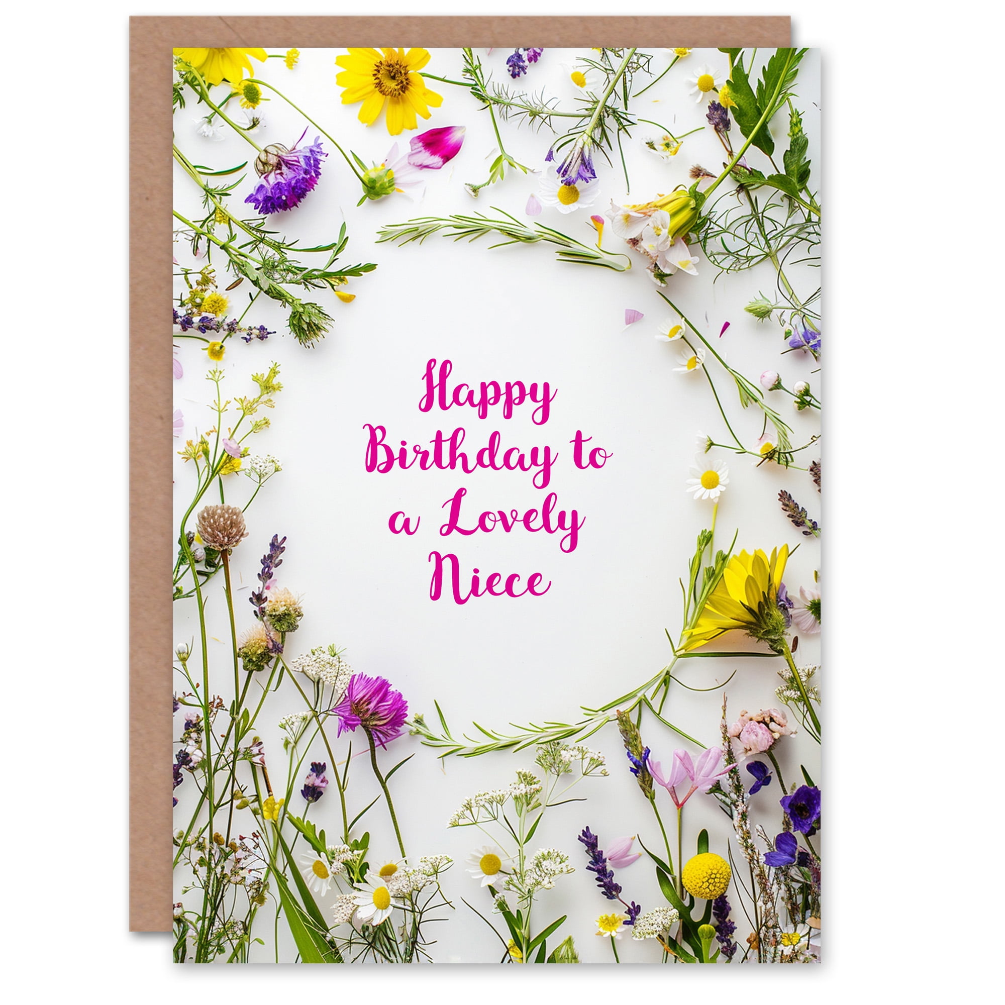 Niece Happy Birthday Card Simple Spring Meadow Wildflowers Floral For niece-happy-birthday-card-simple-spring-meadow-wildflowers-floral-for