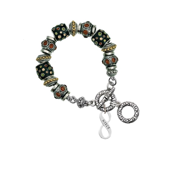 Niece Infinity Sign Fall Crystal Bead Charm Bracelet