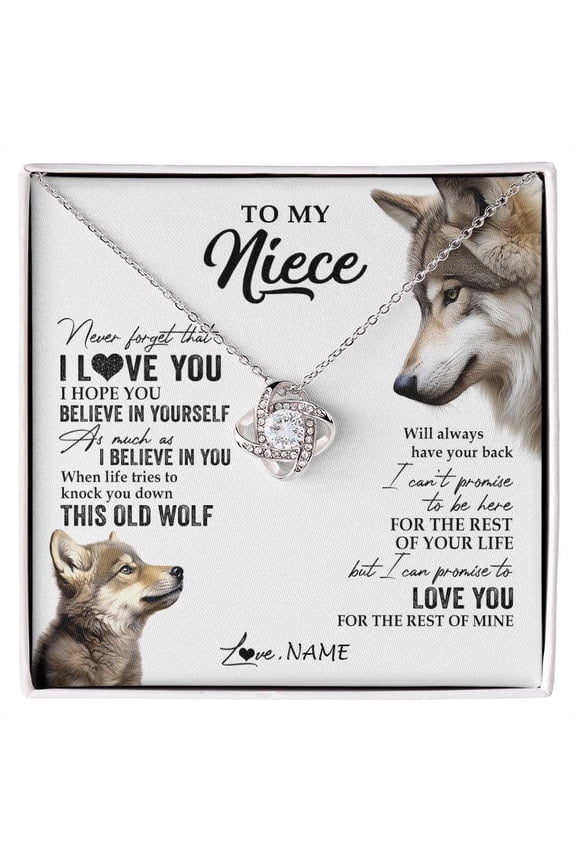 Niece Necklace From Aunt And Uncle, White Love Knot Necklace