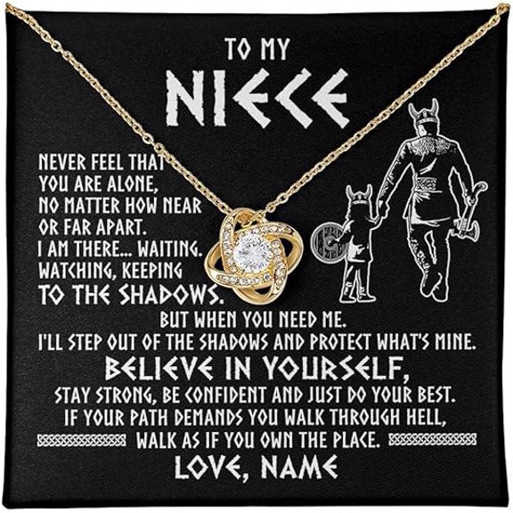 To My Niece Necklace for Niece with Message Card and Gift Box, Jewelry for Women, Necklace Gift for Niece from Uncle, Birthday Gift for Niece from Uncle, Zircon Necklace for Her