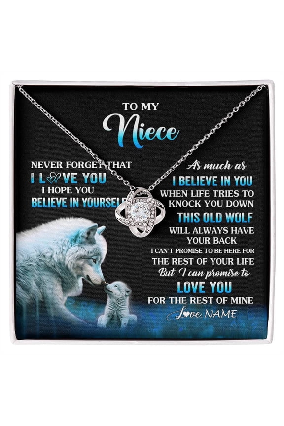 Niece Old Wolf Love Necklace, White Love Knot Necklace