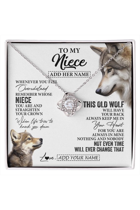 Niece Wolf Love Necklace, White Love Knot Necklace