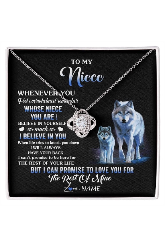 Niece Wolf Overwhelmed Necklace, White Love Knot Necklace