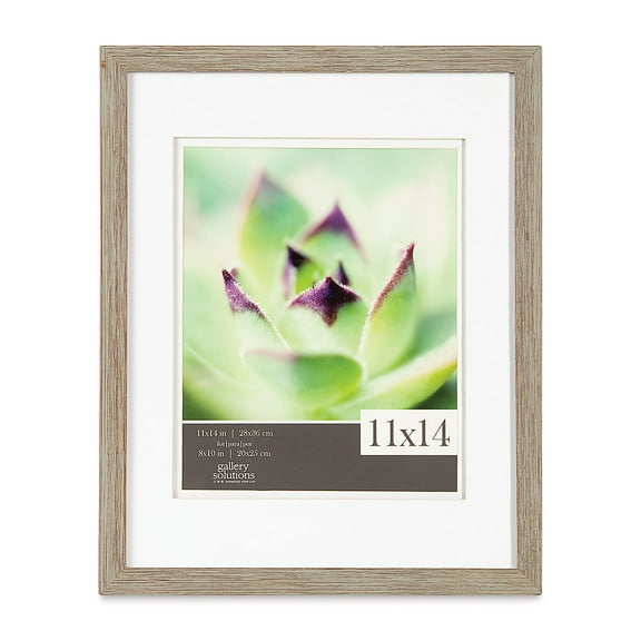 Nielsen Bainbridge Gallery Airfloat Wood Frame - 11" x 14" x 11/16", Graywash w/White Mat