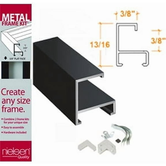 Nielsen Bainbridge 28" Accents Sectional Metal Frame Kit, Picture Hanging Hardware with Flat Face, Clean Matte Black Finish