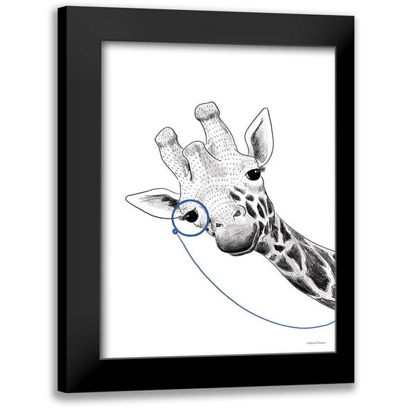Nieman, Rachel 12x14 Black Modern Framed Museum Art Print Titled - Giraffe With a Monocle