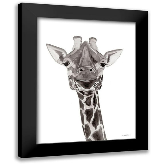 Nieman, Rachel 15x18 Black Modern Framed Museum Art Print Titled - Safari Giraffe Peek-a-boo