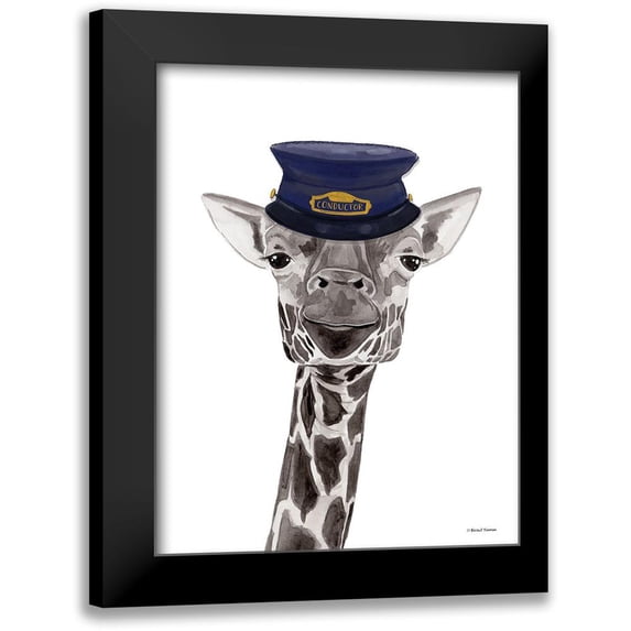 Nieman, Rachel 19x24 Black Modern Framed Museum Art Print Titled - Train Conductor Giraffe