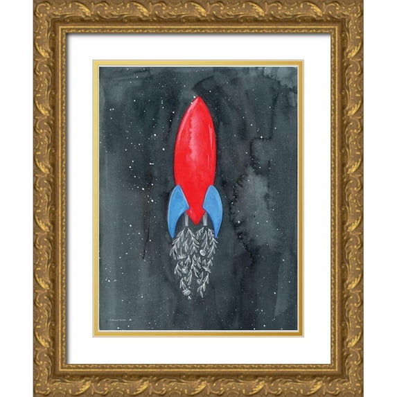 Nieman, Rachel 19x24 Gold Ornate Wood Framed with Double Matting Museum Art Print Titled - Flower Rocket
