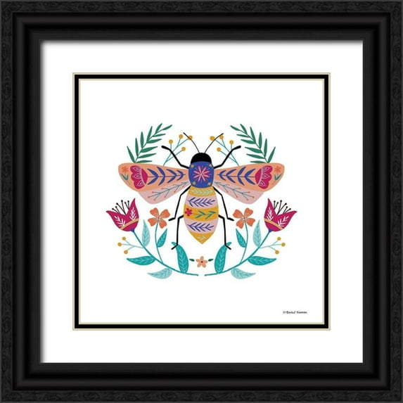 Nieman, Rachel 20x20 Black Ornate Wood Framed with Double Matting Museum Art Print Titled - Folk Art Bee