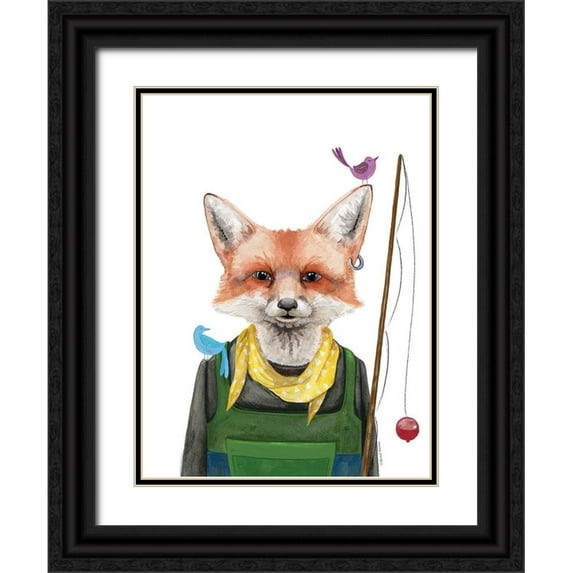 Nieman, Rachel 25x32 Black Ornate Wood Framed with Double Matting Museum Art Print Titled - Fishing Fox