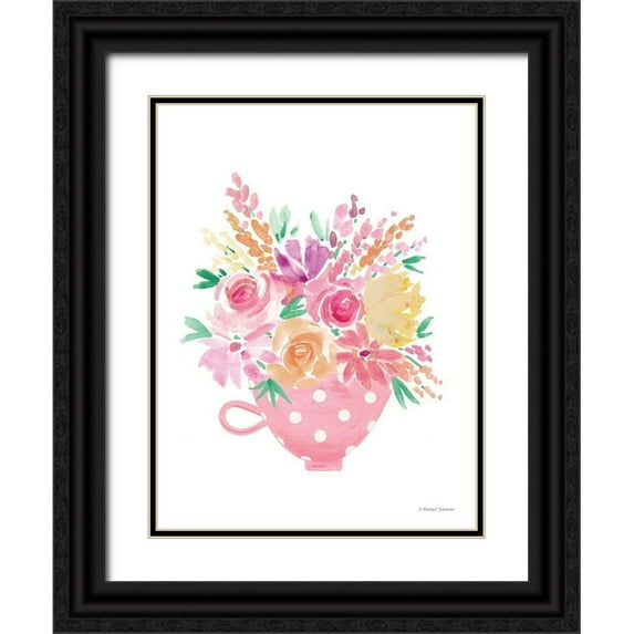 Nieman, Rachel 25x32 Black Ornate Wood Framed with Double Matting Museum Art Print Titled - Pretty in Pink Tea Cup