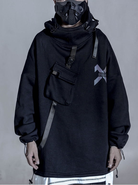 Inc Cotton Streetwear Techwear Fluorescence Printed Hoodie (Men's)