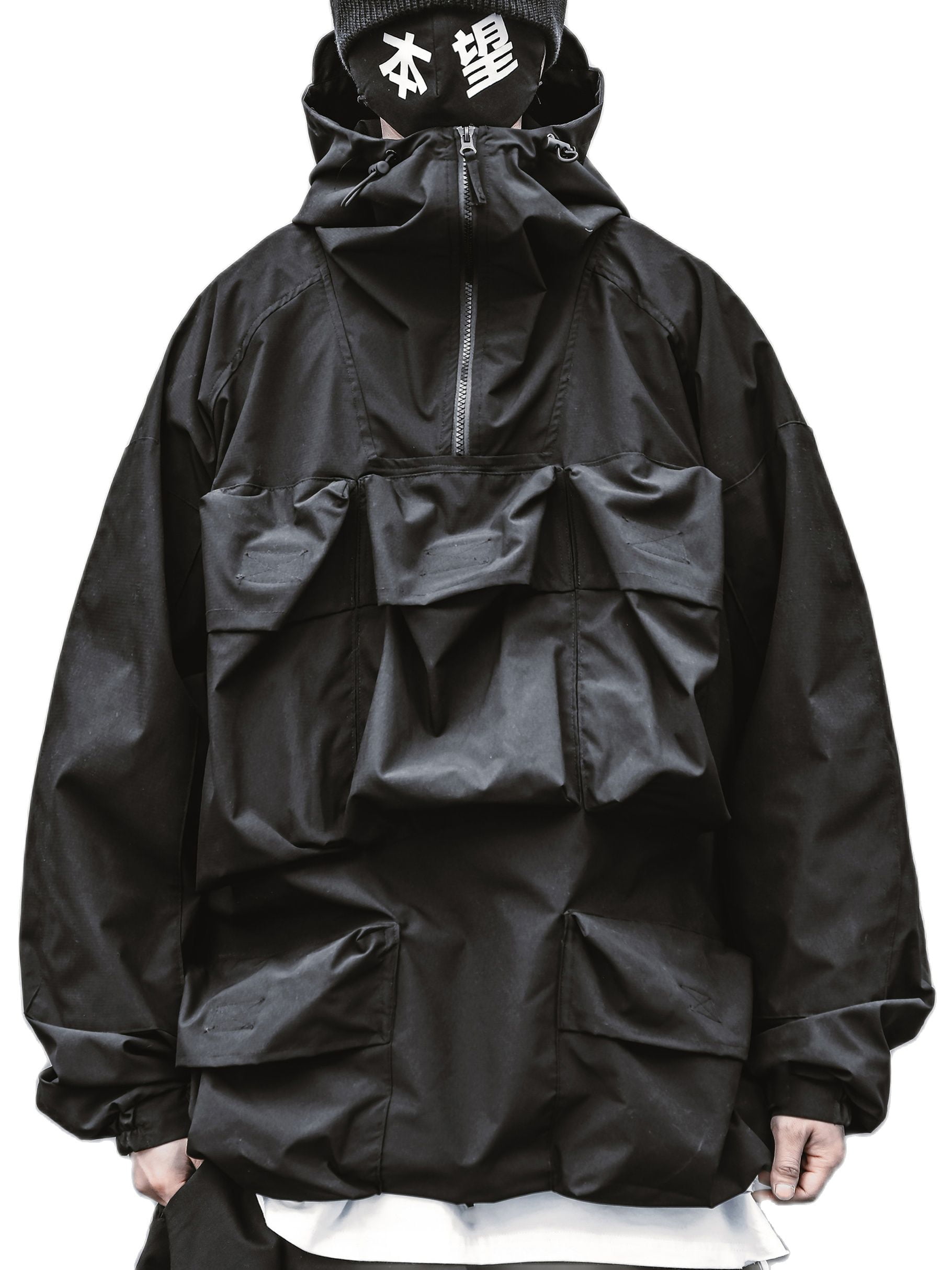★codegraphy★ Nylon Rich Pocket Hood Windbreaker Black Black Windbreaker – Seven Tattoo Studio